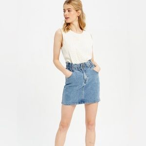 Wish List Jeans | Elastic High Waist Gathered Jean Skirt, Size Large